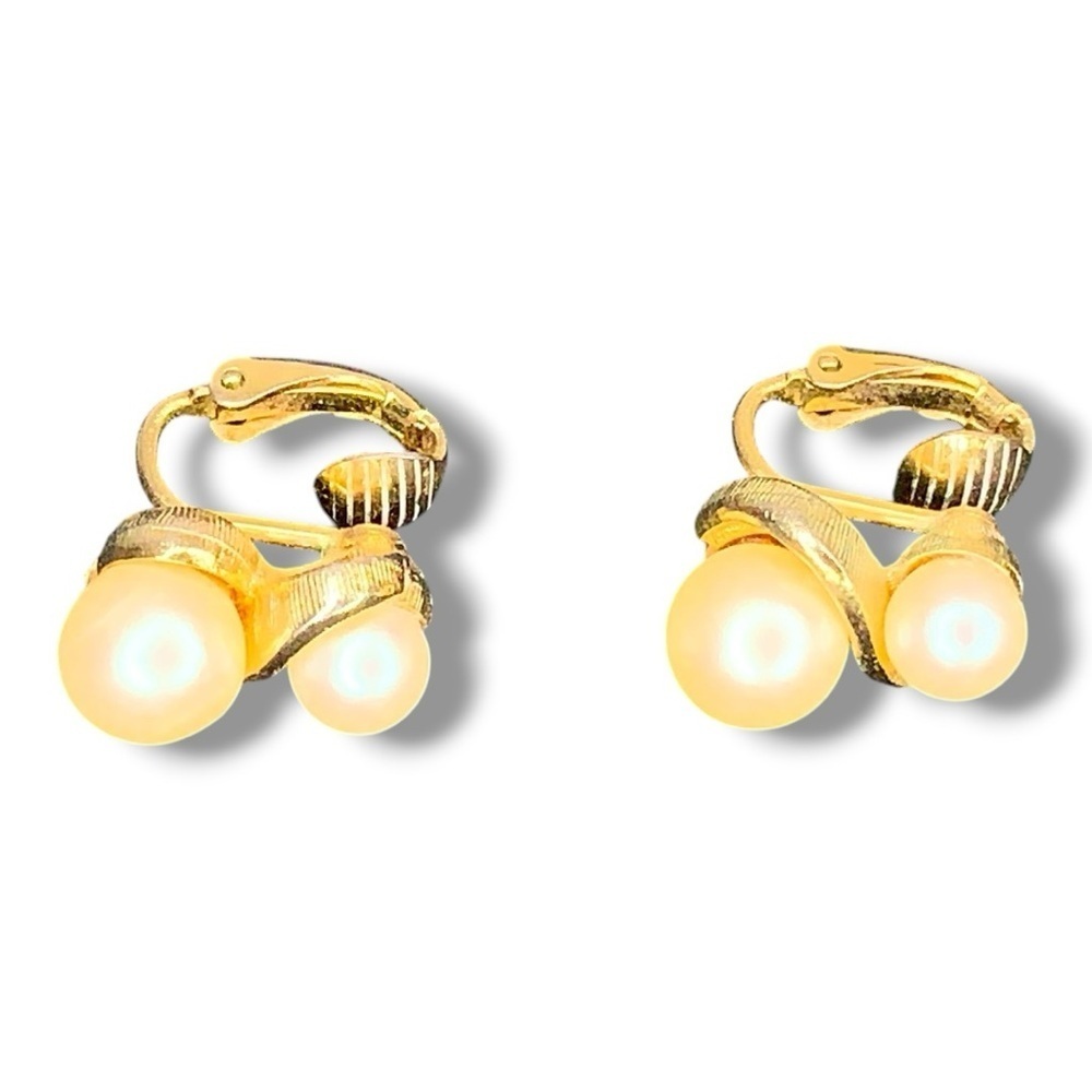 Vintage Gold Ivory Pearl Clip On Earrings Wedding Formal Prom Event Gift